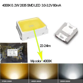 Specialių Gamta Baltieji(4000K) 2835 SMD LED Diodų 0.2 W 3.0-3.2 V 60mA 22-24lm 100vnt/daug Gamykloje Tiesiogiai