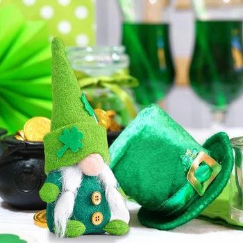 St. Patrick ' s Day Žalias Lapas Festivalis ilgakojis Languotas Audinys Lėlės Airijos Dieną Miško Vyras Muppet Apdailos Reikmenys