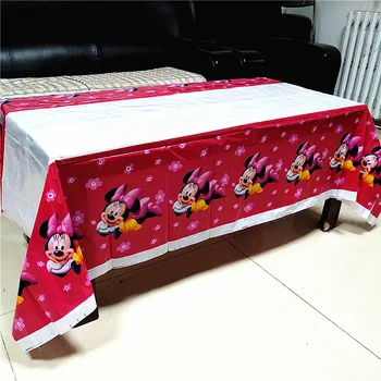 Staltiesė vaikams gimtadienio prekių minnie mouse staltiesė baby shower animacinių filmų tema staltiesė, vienkartiniai