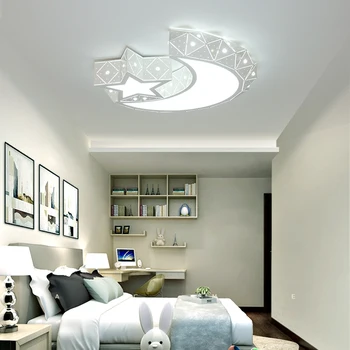 Star/mėnuo modernios led miegamojo lubų lempa šiltas princesė vaikų kambarys AC85-265V led balta tamsos lubų lempa