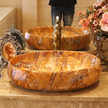 Stačiakampio formos Vonios kambarys Lavabo Keramikos Skaitiklis Viršuje praustuvas Drabužinė Rankomis Dažyti Laivo Kriaukle vonios kambarys plauti indai