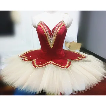 Suaugusiųjų Baleto Suknelė, pagaminti pagal Užsakymą, Tutu Rudens Fėja Gėlių Esmė Veiklos Baleto Suknelė Vyno Raudona Sunku Verpalai