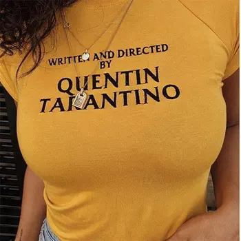 Sugarbaby Quentin Tarantino Tumblr Marškinėliai Kino Raštu ir Nukreipti Geltonos spalvos Unisex marškinėliai trumpomis Rankovėmis Mados Viršūnes
