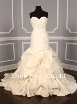 Suknelė Nemokamas pristatymas 2016 organza vestuvių suknelės, AUTENTIŠKI Anne Barža Avery Šviesos Dramblio kaulo Tiulio Ballgown Couture Nuotakos Suknelė NAUJA