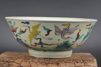Surinkimo senas Kinų MingDyansty(ChengHua)) pastelinių porceliano dubuo,plonas,plaukiojančio krano, Nemokamas Pristatymas