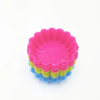 Susidurti 7.5*2.5 CM 12PCS/Daug Gėlių Formos 3D Tortas Taurės Silikoninės Keksiukų Cupcake Kiaušinių Tortų Kepimo Formą Tešla Įrankiai