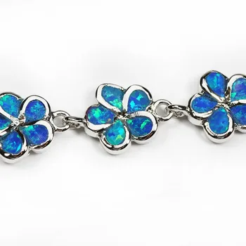 SZ0014 Elegantiškas Gėlių Kryptis Blue Opal Apyrankės, Sidabro Padengtą Grandinės Apyrankės & Bangles Moterų Mados Juvelyrika