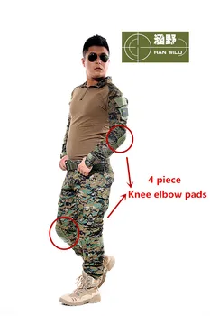 Taktinis Paslėpti Karinę Uniformą Drabužiai Kostiumas Vyrams JAV Armijos Multicam Medžioklės Kovoti Marškinėliai + Krovinių Kelnės antkelius