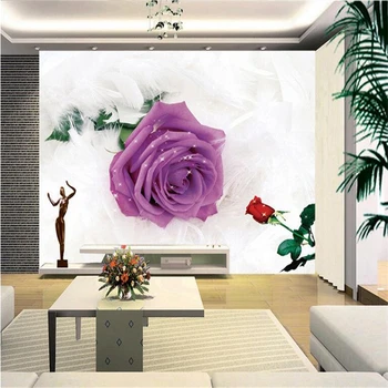 Tapetai Violetinės Gėlės 3d Custom Plunksnos, Foto Tapetai, Sienų Freskos Šiuolaikinės 3d Tapetai Gyvenamasis Kambarys, Virtuvė, TV Foną