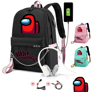 Tarp Mūsų Karšto Žaidimai 3D Kuprinė Vaikams, Cartoon Anime Mokyklos Krepšys nešiojamojo kompiuterio Kuprinė Mergaitė, Berniukas, ant Nugaros Unisex Vandeniui Kelionės krepšys