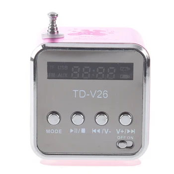 TD-V26 Nešiojamas Mini Skaitmeninis Garsiakalbis su Micro SD / TF / USB /FM (Pink)