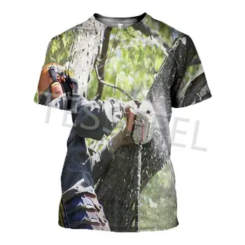 Tessffel 3D Atspausdintas Pjūklą Medkirtys Miško Darbuotojų Vasaros trumpomis Rankovėmis T-shirt Vyrams ir Moterims Harajuku Drabužių Nr. 8