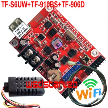 TF-S6UW+TF-910BS+TF-906D Ryškumo Jutiklis+Temperatūra ir Drėgmė Jutiklis USB+WIFI Vieną & Dual spalva P10 LED valdiklis kortelės