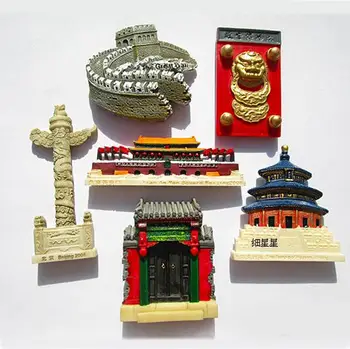 Tiananmenio Šventykla, Dangaus great wall kūrybos trimatis dervos šaldytuvas magnetas 4pcs/set ornamentu pav.