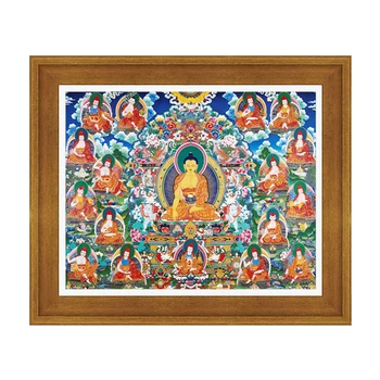 Tibeto Thangka religinių Budos statula Ga Muni Buda freskomis Frameless paveikslai