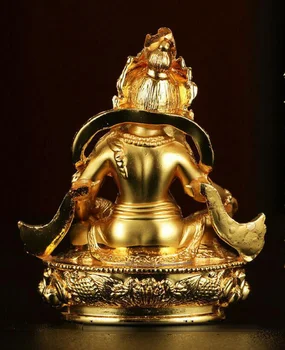 Tibeto žalvaris paauksuota Religines apeigas rankų darbo Budizmas Geltona Jambhala statula