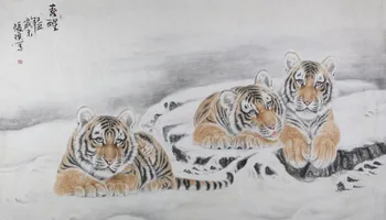 Tigras šilko meno tapybos Kinų Meno Tapybos Namų Biuro Apdailos Kinijos tigras tapyba