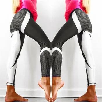 Tinklinio Modelio Spausdinimo Moterų Antblauzdžiai Fitneso Antblauzdžiai Moterims, Sporto Treniruotės Elastinės Kelnės Slim Juoda Balta Kelnės