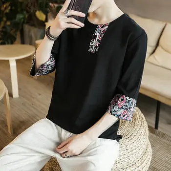 Tradicinės kinų drabužių vyrams pigūs drabužiai kinija kinijos marškinėliai atsitiktinis palaidų mados viršūnes marškinėliai vasaros 2018 AA3829 Y A