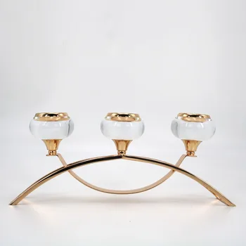 Tris galvas Akrilo Žvakidė Vestuvių Aukso candelabros Centerpieces Už Vestuves Atveju Dekoras
