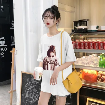 Trumparankoviai marškinėliai moterims vasaros 2019 naujų drabužių korėjos versija laisvi marškinėliai