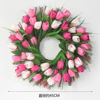 Tulpių dirbtinių gėlių Vainikas Modeliavimas Tulpių Šilko Gėlių Kalėdų vainikas namų vestuvių Dekoravimas netikrą gėlių puokštė