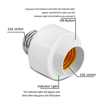 Tuya Smart Gyvenimo Wifi Smart Lemputės Lizdo Adapteris E26 Jungiklis Lempos Pagrindo Laikiklis 