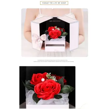 Unfade Rose flower Papuošalai Dovanų Dėžutė su Staigmena 100 Kalbų, aš tave Myliu, Karoliai Jubiliejų Dovana Mamai, draugei