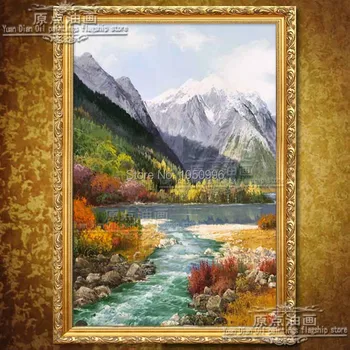 Unframe ežero klasikinis peizažas geriausia pardavimo Rankomis Dažyti Aliejus Tapybos Drobės abstrakčiosios Tapybos Meno Darbų Apdaila