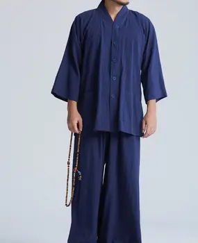 Unisex 4color Vasaros Zen budistų vienuolis trumpas rankovės Grynos medvilnės shaolin wushu kung fu kovos menų kostiumai nustatyti meditacija uniformos