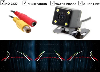 Universalus Automobilių Galinio vaizdo Atbulinės eigos Kamera su dinaminiu Trajektorija Atsarginė Kamera, Naktinio Matymo Keturi LED automobilių Stovėjimo aikštelė Linijos Vandens Įrodymas