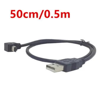 USB 2.0 Male į Mini USB B Tipo 5pin 90 Laipsnių Up & Down & Kairėje ir Dešinėje Kampu Vyrų GPS Duomenų Kabelis 0,25 m/0,5 m/1.8 m/5m