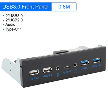 USB 2.0 USB 3.0 3.5 mm Audio Priekinis Skydelis USB3.0 Hub Splitter Vidaus Combo Atramos Adapteris, skirtas Desktop 3.5 Colio Floppy Bay
