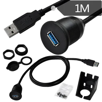 USB 3.0 Male į USB 3.0 Moterų AUX Flush Mount Automobilių Mount ilgiklis už Automobilių, Sunkvežimių, Valčių, Motociklų Prietaisų Skydelis -(3 Pėdų