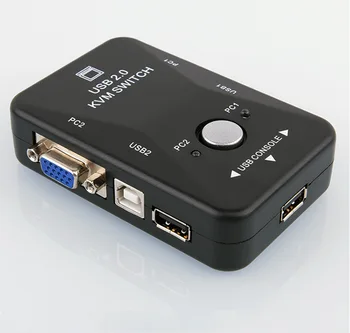 USB2.0 2 VGA-Port Vadovas KVM Switch Box Už Pelę Klaviatūrą, Monitorių Bendrinimo 2 Kompiuteris PC 2 Prievadai
