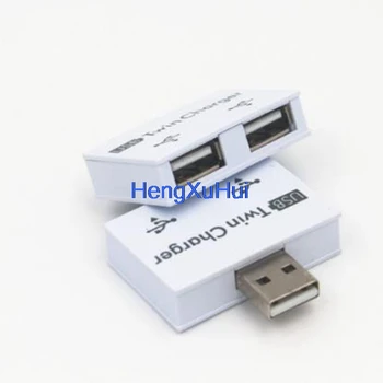 USB2.0 HUB Baterija Skirta Expander Konverteris Vienas prie Dviejų Mobiliųjų Telefonų Įkrovimo Extender
