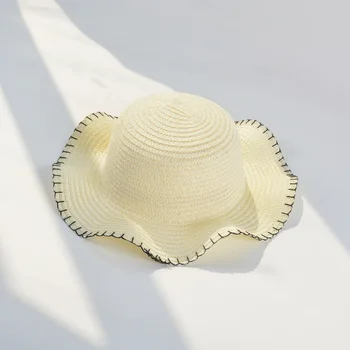 USPOP 2020 šiaudines skrybėles vaikams, saulės, vasaros skrybėlės banguoti kraštų paplūdimio skrybėlę 