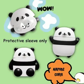 Už AirPod 2 Atveju 3D Panda Animacinių filmų Minkšto Silikono Belaidės Ausinės Bylas Dėl 