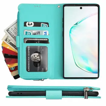 Užtrauktukas Flip Case For Samsung Galaxy Note 8 9 10 Plius Lite Note8 Note9 Note10 Padengti Mikropluoštu Odinis Telefono Krepšys, Piniginė Atveju
