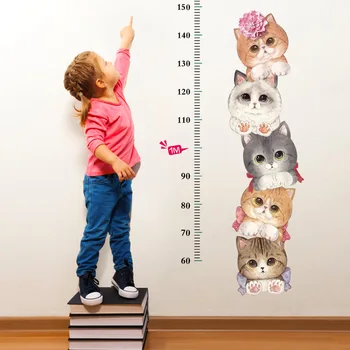 Vaikai Aukštis Priemonė Sienų Lipdukai Animacinių filmų Sienos Lipdukai Lovely Cat Tapetai, Vaikų Kambarys Berniukams, Mergaitėms Dovanų