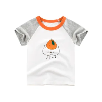 Vaikai Medvilnės Vasaros 2020 M. Naujas Stiliaus Merginos trumparankoviai marškinėliai, vaikiški Drabužiai Vaikams Vaisių, Apelsinų, Kriaušių Spausdinti Marškinėlius Laišką Viršų