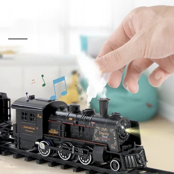 Vaikai Modeliavimas Garo Traukinio Elektrinio Traukinio Žaislų Rinkinys Lydinio Traukinio Purškimo Kelio 