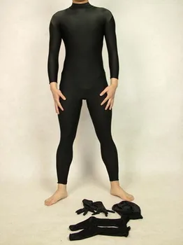 Vaikas Suaugusiųjų black visas Nuimamas Spandex Zentai kostiumas dancewear Unitard Bodysuit