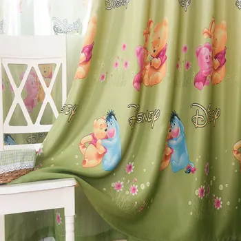 Vaikų animacinių filmų stiliaus lokys spausdinti užuolaidų audinio atspalvis darželį, tiulis užuolaidų medvilnės vaikų žaliuzės miegamajame