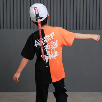 Vaikų Hip-Hop Drabužių, Drabužių Spalvos Bloką Atsitiktinis T marškinėliai Topai Mergaitėms Berniukai Džiazo Šokio Kostiumų Pramoginiai Šokiai Streetwear