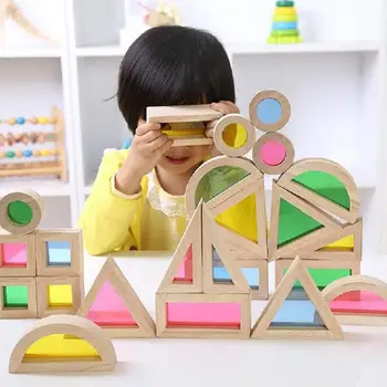 Vaikų Ikimokyklinio Montessori Spalvingi Mediniai Blokai Žaislų Rinkinys Krovimas Naujas Žaidimas Vaikams mokomieji Žaislai Vaikams Dovanų