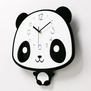 Vaikų Kambarys Animacinių filmų Sūpynės Sieninis Laikrodis Parke Mielas Laikrodis Gyvenimo Kambario, Miegamasis Išjungti Panda Dekoratyvinis Stalo Modernus Sieninis Laikrodis