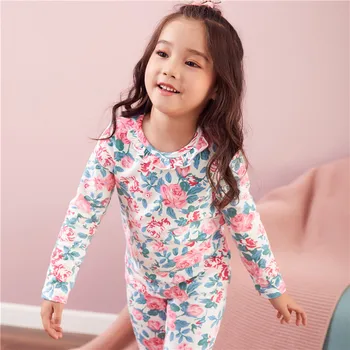 Vaikų Pižama Sleepwear Vaikams Baby Girl Berniukas Gėlių ilgomis Rankovėmis Viršūnes+Kelnės Pižama Sleepwear Namų Komplektai