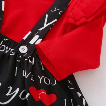 Valentino Dieną Baby Girl Sijonas 2VNT Kostiumas Mados Širdies Laišką Long Sleeve T-shirt Megztinis+Pledas Suspender Sijonas Kostiumas Mielas Nemokamai