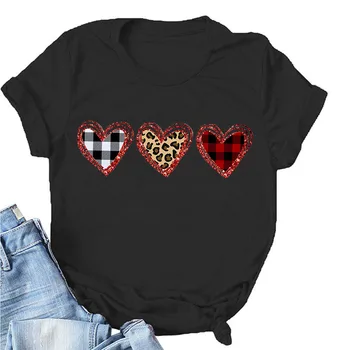 Valentino Dieną Naujos Moterų Širdies formos Atspausdintas T-shirt Karšto Pardavimo Madinga Apvalios Kaklo trumpomis Rankovėmis Patogiai Moterų Top#g30